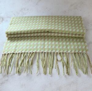 100% Cashmere Made In Scotland Scarf, Green, Tan & Cream